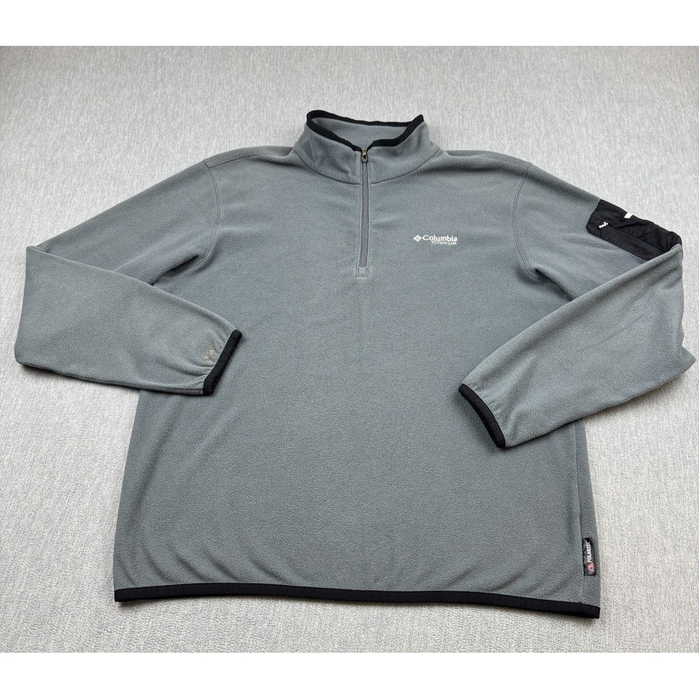 Columbia Sweater Mens Large Gray Pullover Titanium Fleece 1/4 Zip Mock Neck Coat